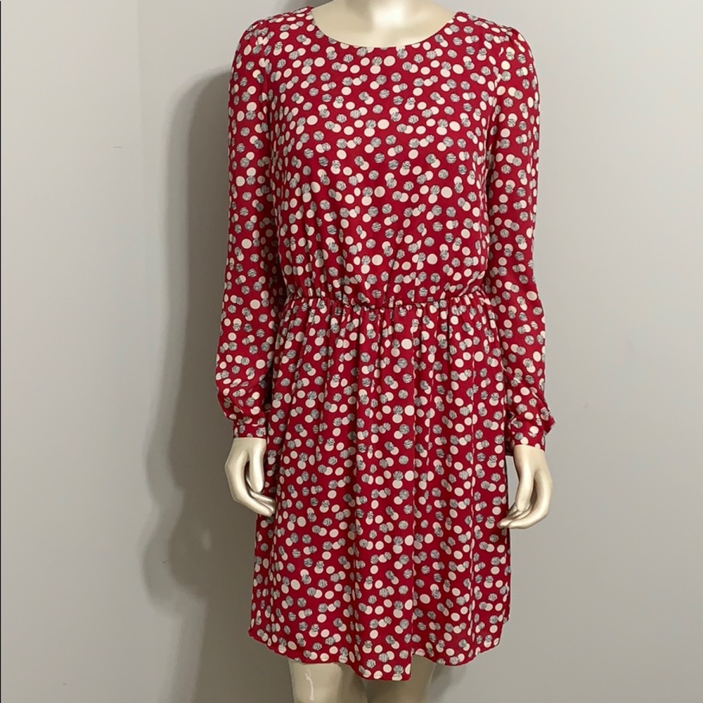 Kit and Sky polka dot long sleeve dress